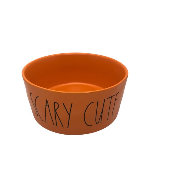 Rae Dunn Orange SCARY CUTE Black LL Halloween XL Ceramic Pet Candy Bowl NEW - Picture 2 of 7
